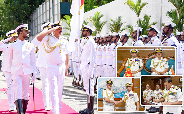 ඡායාරූපය- ඉන්දීය නාවික හමුදා ප්‍රධානී නිල හමුවක් සඳහා ශ්‍රී ලංකා නාවික හමුදාධිපති හමුවෙයි
