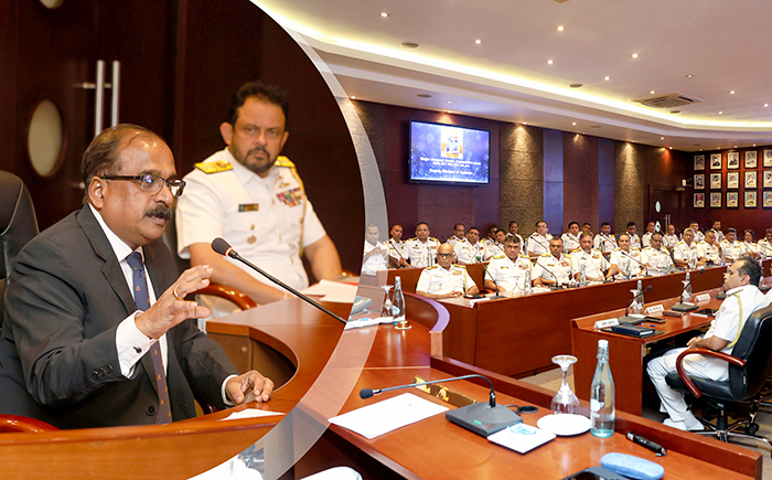 The Deputy Minister of Defence Addresses the Senior Officers of the Sri Lanka Navy
