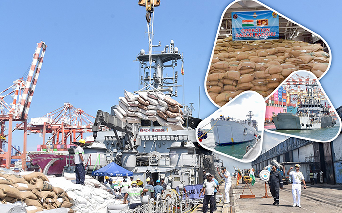 Four (04) Indian Naval Ships arrive in island with humanitarian aid