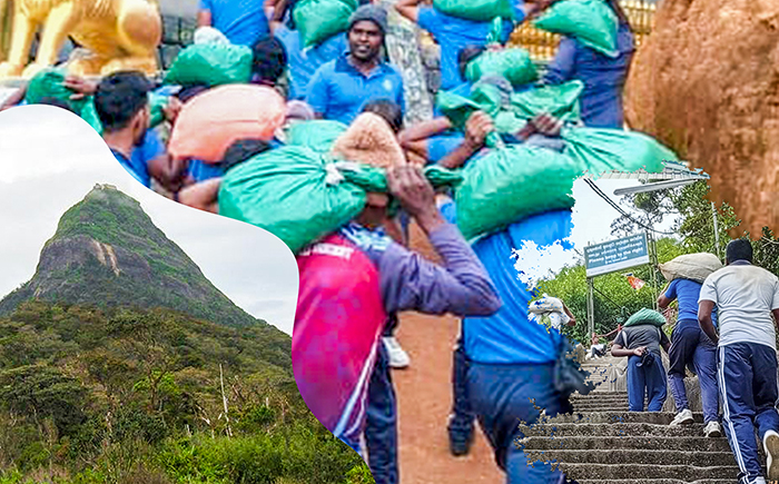 படம்- தித்வா புயலால் சிவனொளிபாதமலைக்குச் செல்லும் சாலையை சீர்செய்ய கடற்படை உதவியது